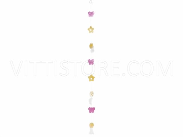 Bild von Muschelkette Blume/Schmetter. gelb-pink