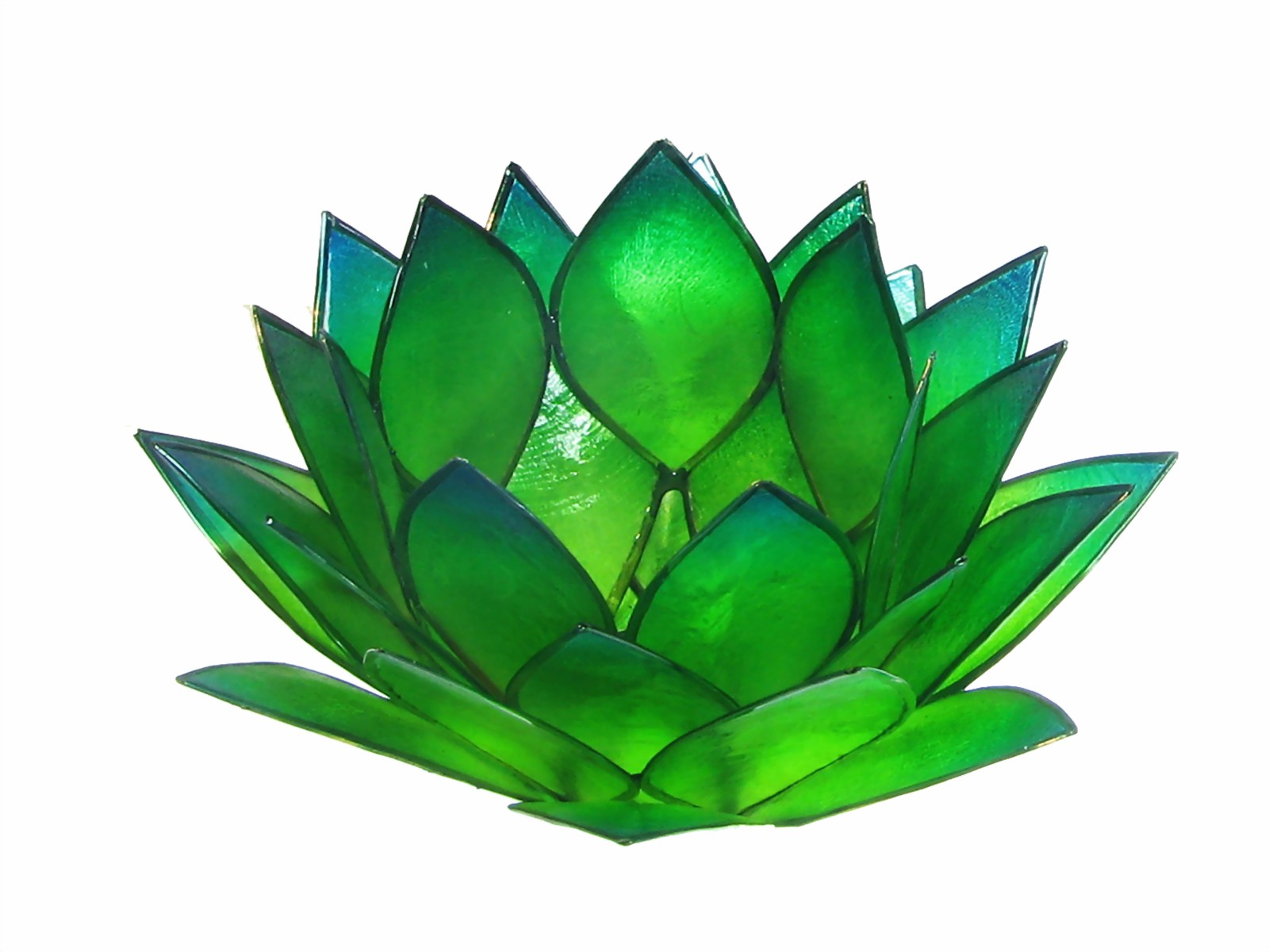 Bild von Teelicht Lotus-Licht grün-blau